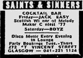 Saints and Sinners advert 1977